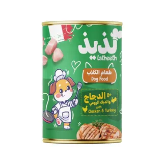 لذيذ طعام معلب للكلاب بنكهة الدجاج والديك الرومي 405 جم