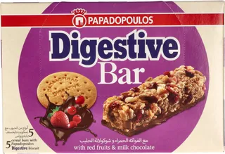 Papadopoulos Red Fruits & Milk Chocolate Digestive Cereal Bar 5X28G