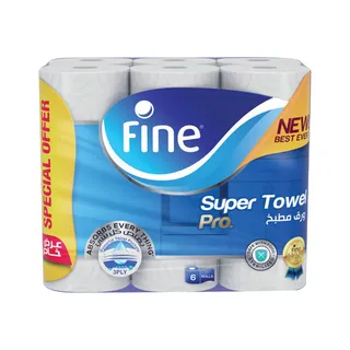 Fine Super Towel Pro, 6 Rolls x 60 Sheets