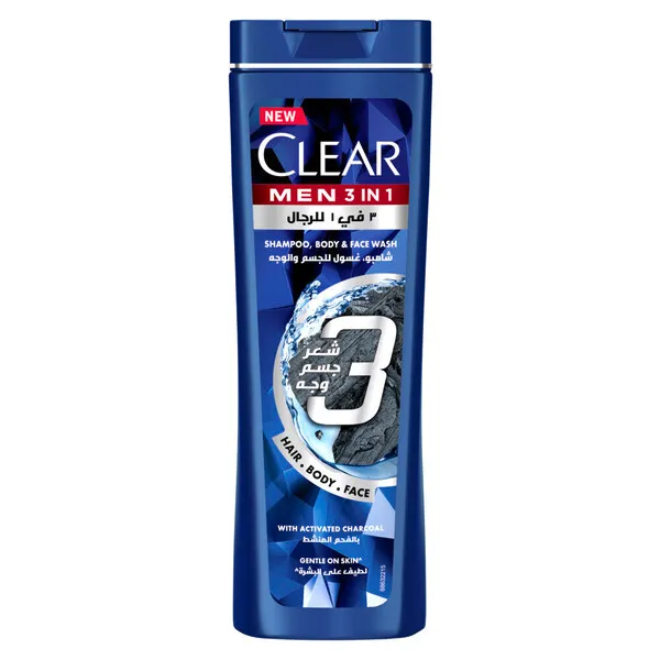Clear Men 3 In 1 Charcoal Shampoo Body & Face