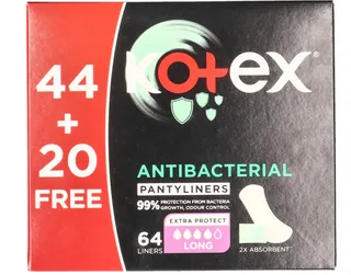Kotex Antibacterial Long Panty Liners 44's + 20