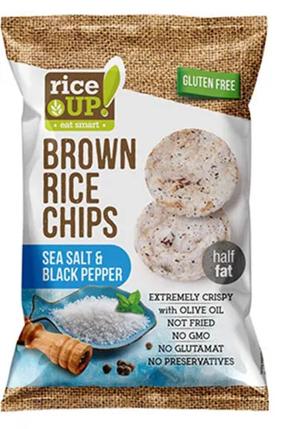 Rice Up Gluten Free Brown Rice Chips With Sea Salt & Black Pepper 25G