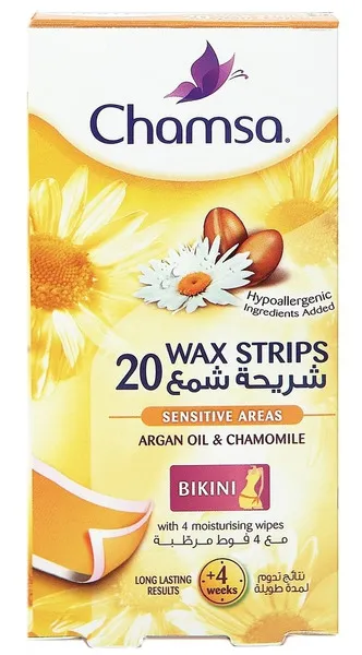 Chamsa Sensitive Areas Argan Oil & Camomile Bikini Wax Strips 20's