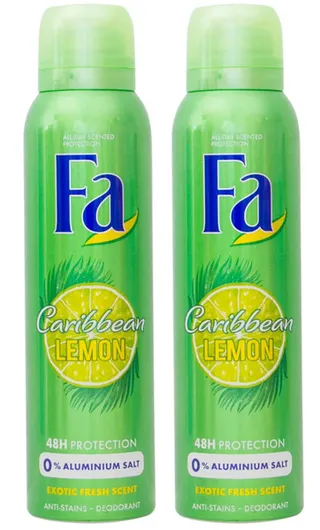 Fa Caribbean Lemon Deodorant Spray 2X150Ml