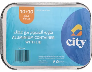 City Rectangle Aluminum Container With Lid 10's + 10