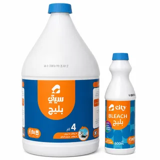 سيتي مبيض سائل 4 لتر + مبيض للملابس الملونة 500 مل