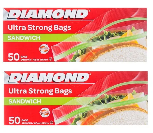 Diamond Zipper Sandwich Bags