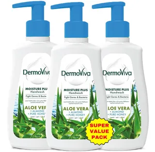 Dabur Dermoviva Moisture Plus Aloe Vera, Almond & Pure Honey Hand Wash 3X200Ml