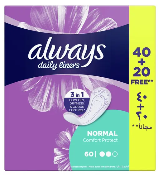 Always 3 In 1 Daily Liners Sanitary Pads 40+20's