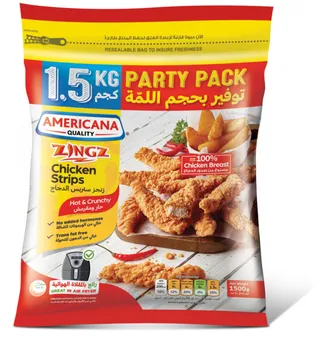 Americana Zingz Hot & Crunchy Frozen Chicken Strips 1500G