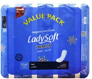 Ladysoft Premium Classic Maxi Santiary Pads 4X10's