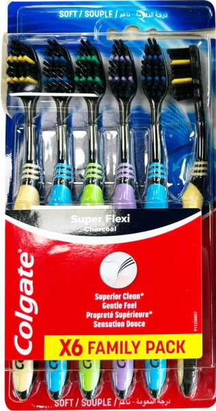 Colgate Super Flexi Charcoal Toothbrush 6 Pack