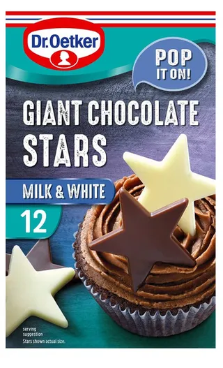 Dr. Oetker Giant Chocolate Stars Milk & White 12Pcs