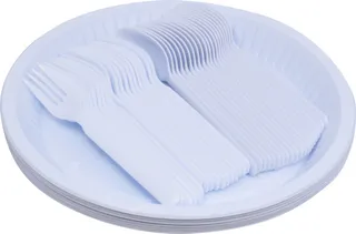 Jana Plastic Round Plate 26Cm + Fork + Spoon Set 20's