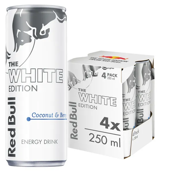 Red Bull Energy Drink, White Edition, Coconut & Berry 250 ml (4 Pack)