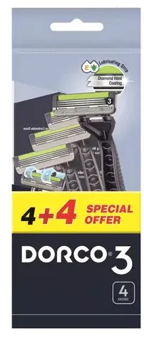 Dorco 3 Blades Disposable Razors For Men 4+4