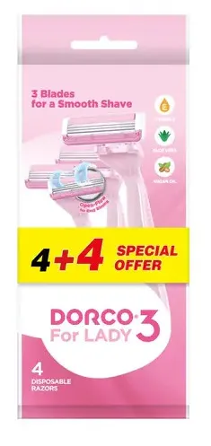 Dorco 3 Blades Disposable Razors For Women