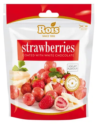 Rois Strawberries Coated With White Chocolate 100G