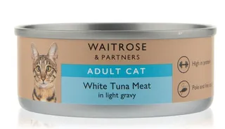 Waitrose White Tuna Meat In Light Gravy Cat Food For Adult Cats 6X85g