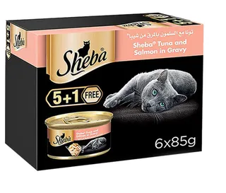 شيبا تونة فليك مغطاة بالسلمون طعام قطط 6X85 جم