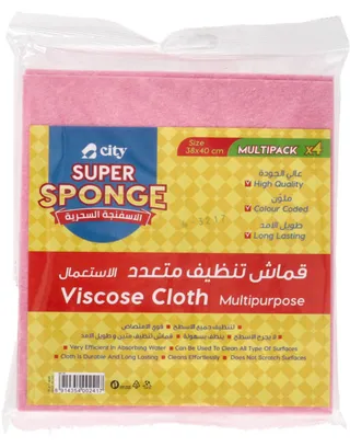 City Super Sponge Multipurpose Viscose Cloth 4's