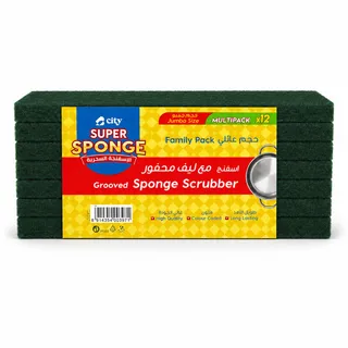 City Super Sponge Grooved Jumbo Sponge Scrubber 12Pcs