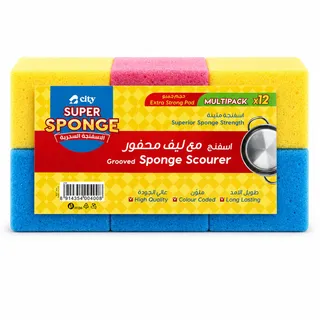 City Super Sponge Color Combo Grooved Sponge Scourer 12's