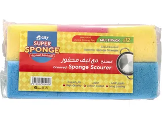 City Super Sponge Color Combo Grooved Sponge Scourer 12's