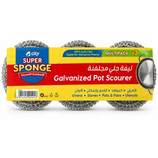 City Super Sponge Galvanised Pot Scourer 3's