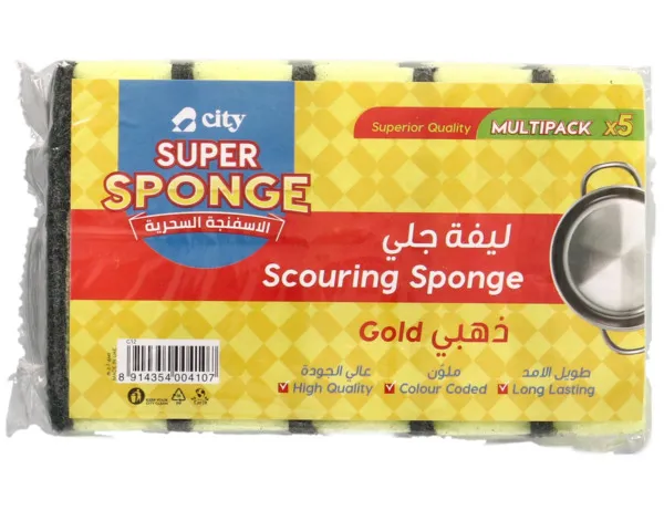City Super Sponge Gold Scouring Sponge 5's