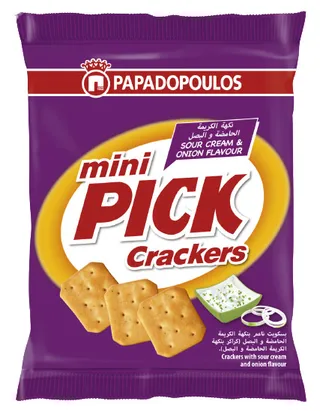 Papadopoulos Mini Pick Sour Cream & Onion Crackers 45G