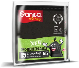 Sanita Oxo-Biodegradable Tie Bag 15's 55 Gallon