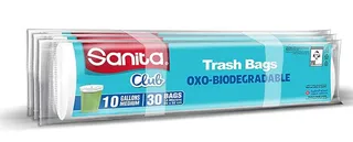Sanita Club Biodegradable Trash Bags 10 Gallons 90 Bags