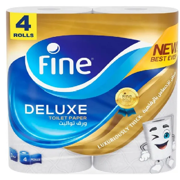 Fine Deluxe Toilet Paper 3ply, 4x140 Sheets