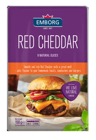 Emborg Red Cheddar Sliced Cheese 8's 150G