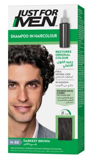 Just For Men Shampoo-In Color Darkest Brown Haircolour Kit H-50