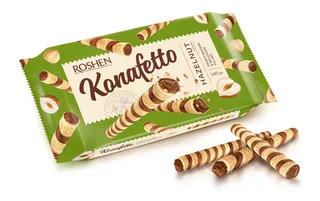 Roshen Konafetto Hazelnut Filling Wafer Rolls 140G