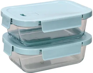 Intohome 2pcs Rectangular Food Canister with Lid 680ml