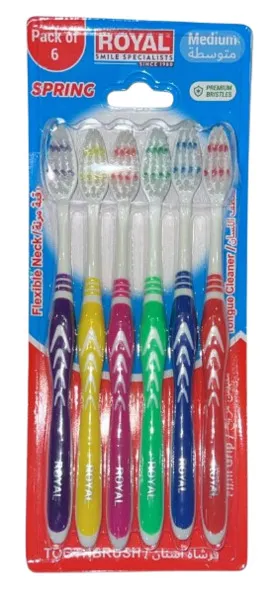 Royal Spring Medium Toothbrush Card 6Pcs