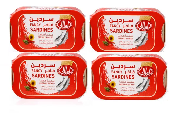العلالي سردين بزيت دوار الشمس مع الفلفل الحار 100X4 جم