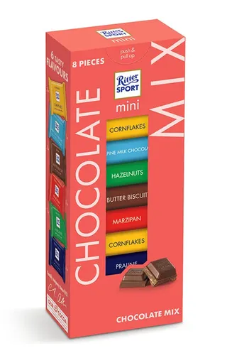 Ritter Sport Mini Assorted Chocolate Mix Tower 8Pcs 133G