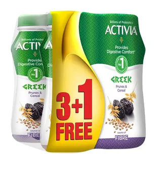Activia Greek Prunes & Cereal Dairy Drink 4x180ml