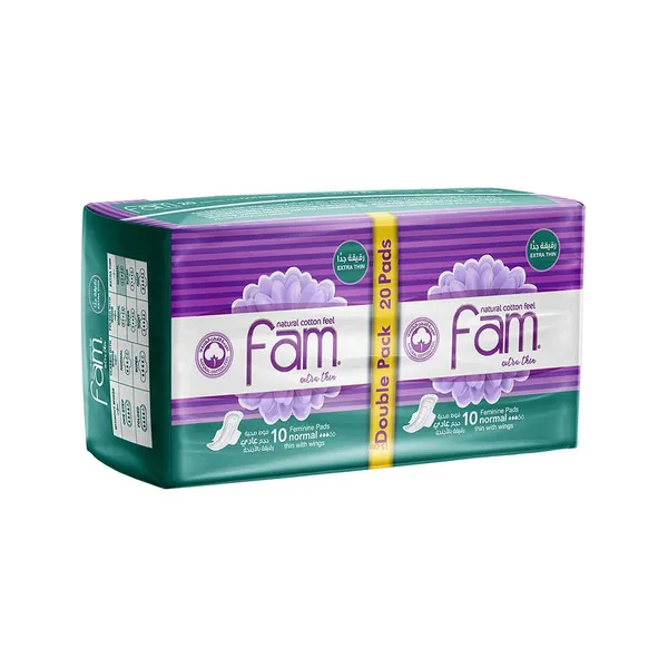 Fam Maxi Extra Thin Regular Sanitary Pads 2X10Pcs