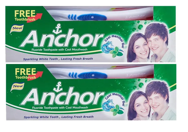 Anchor Cool Menthol Gel Tpaste 2 x 125 ml + 2 Pack TB