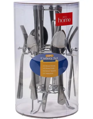 Into Home Steel Cutlery Set With Stand 24's