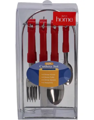 Into Home Steel Cutlery Set With Stand 16's Red