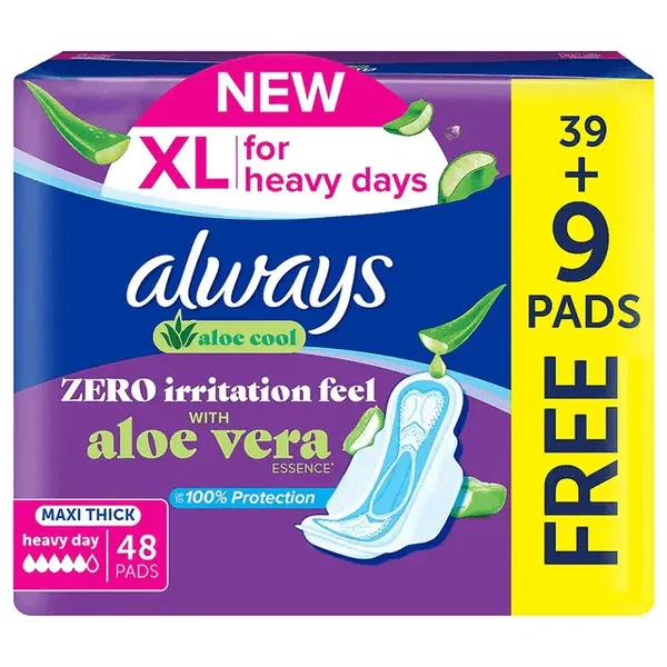 Always Cool Maxi Thick Aloe Vera Essence Xl Sanitary Pads 48Pcs