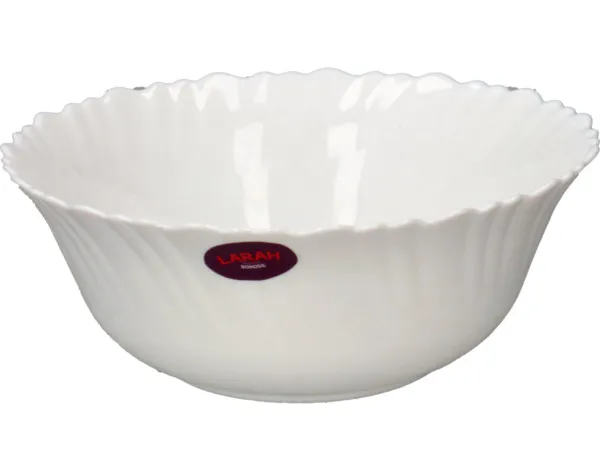 Borosil Larah Opal Fluted White Fruit Bowl 8"