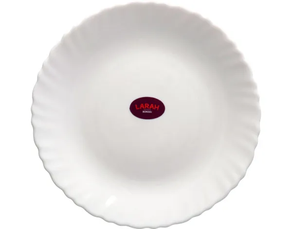 Borosil Larah Opal Fluted White Soup Plate 9"
