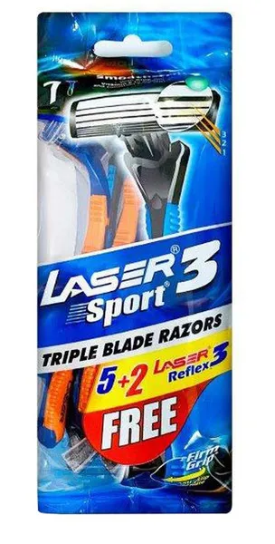 ليزر سبورت 3 شفرات حلاقة 5+2 قطعة